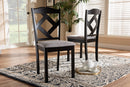 Emiko Gray Fabric Upholstered and Espresso Brown Finished Dining Chair Set of 2 Baxton