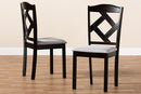 Emiko Gray Fabric Upholstered and Espresso Brown Finished Dining Chair Set of 2 Baxton
