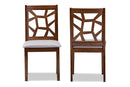Caspia Gray Fabric Upholstered and Walnut Brown Finished Dining Chair Set of 2 Baxton