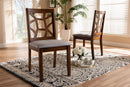 Caspia Gray Fabric Upholstered and Walnut Brown Finished Dining Chair Set of 2 Baxton