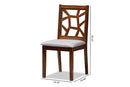 Caspia Gray Fabric Upholstered and Walnut Brown Finished Dining Chair Set of 2 Baxton