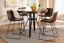 Denali Dark Brown Faux Leather Upholstered 5-Piece Pub Set Baxton