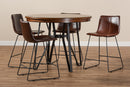 Denali Dark Brown Faux Leather Upholstered 5-Piece Pub Set Baxton