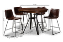 Denali Dark Brown Faux Leather Upholstered 5-Piece Pub Set Baxton