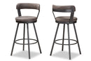 Harry Antique Gray Fabric 2Pc Swivel Bar Stool Set Baxton