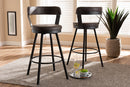 Harry Antique Gray Fabric 2Pc Swivel Bar Stool Set Baxton