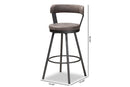 Harry Antique Gray Fabric 2Pc Swivel Bar Stool Set Baxton