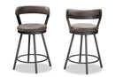 Harry Gray Fabric 2Pc Counter Stool Set Baxton