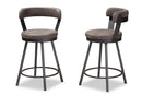 Harry Gray Fabric 2Pc Counter Stool Set Baxton