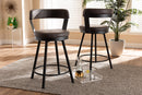 Harry Gray Fabric 2Pc Counter Stool Set Baxton