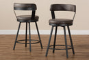 Harry Gray Fabric 2Pc Counter Stool Set Baxton