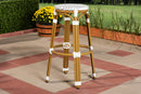 Valora Gray and White Bamboo Style Stackable Bistro Bar Stool Baxton