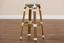 Valora Gray and White Bamboo Style Stackable Bistro Bar Stool Baxton
