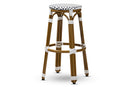 Valora Navy and White Bamboo Style Stackable Bistro Bar Stool Baxton