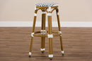Valora Navy and White Bamboo Style Stackable Bistro Bar Stool Baxton