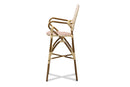 Barnstorm Beige and Red Bamboo Style Stackable Bistro Bar Stool Baxton