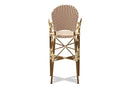 Barnstorm Beige and Red Bamboo Style Stackable Bistro Bar Stool Baxton
