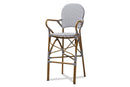 Barnstorm Gray and White Bamboo Style Bistro Stackable Bar Stool Baxton