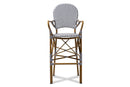 Barnstorm Gray and White Bamboo Style Bistro Stackable Bar Stool Baxton