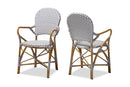 Anthony Gray and White Bamboo Style Stackable Bistro Dining Chair Set of 2 Baxton