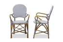 Anthony Gray and White Bamboo Style Stackable Bistro Dining Chair Set of 2 Baxton