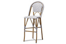 Sparrow Gray and White Bamboo Style Stackable Bistro Bar Stool Baxton