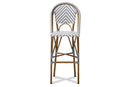 Sparrow Gray and White Bamboo Style Stackable Bistro Bar Stool Baxton