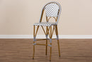 Sparrow Gray and White Bamboo Style Stackable Bistro Bar Stool Baxton