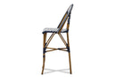 Sparrow White and Blue Bamboo Style Stackable Bistro Bar Stool Baxton