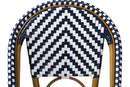 Sparrow White and Blue Bamboo Style Stackable Bistro Bar Stool Baxton