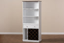 Mia White and Walnut Wine Cabinet Baxton