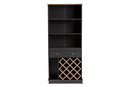 Mia Dark Gray and Oak Wine Cabinet Baxton