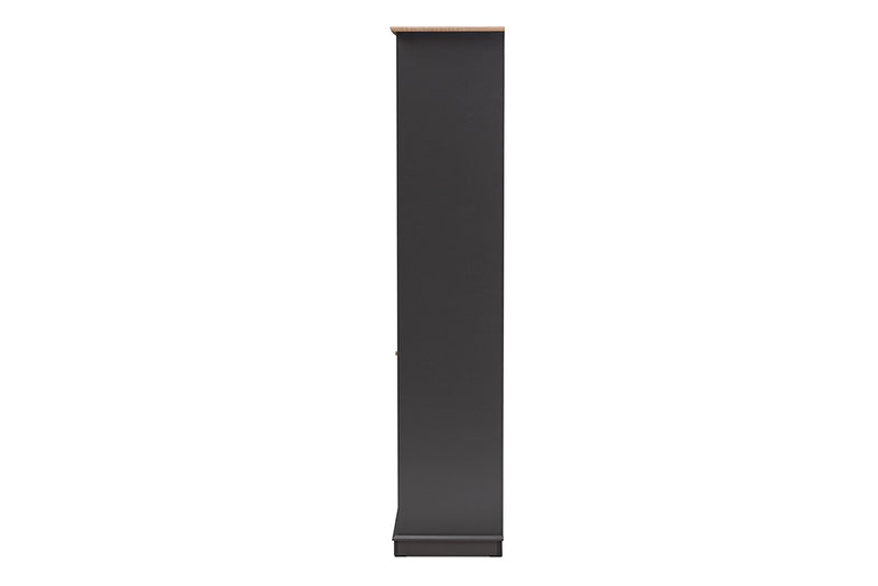 Mia Modern and Contemporary Dark Gray and Oak Finished Wood Wine Cabinet