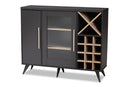 Baron Dark Gray and Oak Finished Wine Cabinet Baxton