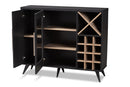 Baron Dark Gray and Oak Finished Wine Cabinet Baxton