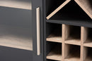 Baron Dark Gray and Oak Finished Wine Cabinet Baxton