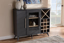 Baron Dark Gray and Oak Finished Wine Cabinet Baxton