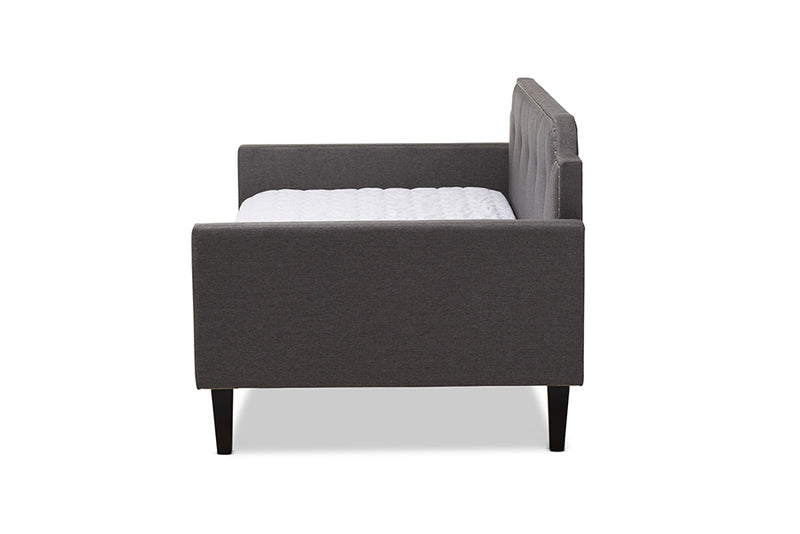 Marisse Modern and Contemporary Gray Fabric Upholstered Twin Size Sofa Daybed