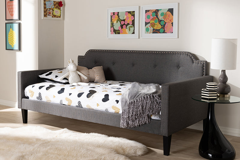 Marisse Modern and Contemporary Gray Fabric Upholstered Twin Size Sofa Daybed