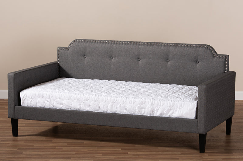 Marisse Modern and Contemporary Gray Fabric Upholstered Twin Size Sofa Daybed