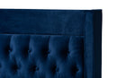 Carel Navy Blue Velvet Fabric Queen Size Platform Bed w/Gold-Finished Legs Baxton