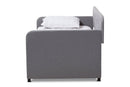 Oksana Gray Fabric Button-Tufted Twin Sofa Daybed w/Roll-Out Trundle Baxton