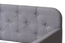 Oksana Gray Fabric Button-Tufted Twin Sofa Daybed w/Roll-Out Trundle Baxton