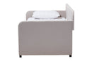 Oksana Beige Fabric Button-Tufted Twin Size Sofa Daybed w/Roll-Out Trundle Baxton