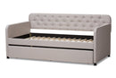 Oksana Beige Fabric Button-Tufted Twin Size Sofa Daybed w/Roll-Out Trundle Baxton