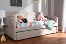 Oksana Beige Fabric Button-Tufted Twin Size Sofa Daybed w/Roll-Out Trundle Baxton