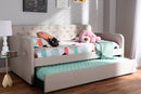 Oksana Beige Fabric Button-Tufted Twin Size Sofa Daybed w/Roll-Out Trundle Baxton