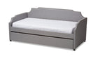 Corey Gray Fabric Upholstered Twin Size Sofa Daybed w/Roll Out Trundle Baxton