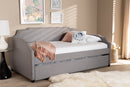 Corey Gray Fabric Upholstered Twin Size Sofa Daybed w/Roll Out Trundle Baxton