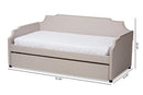 Corey Beige Fabric Upholstered Twin Size Sofa Daybed w/Roll Out Trundle Baxton
